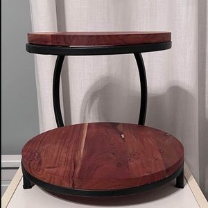 Wood and Metal Stand Tiered Tray